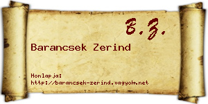 Barancsek Zerind névjegykártya